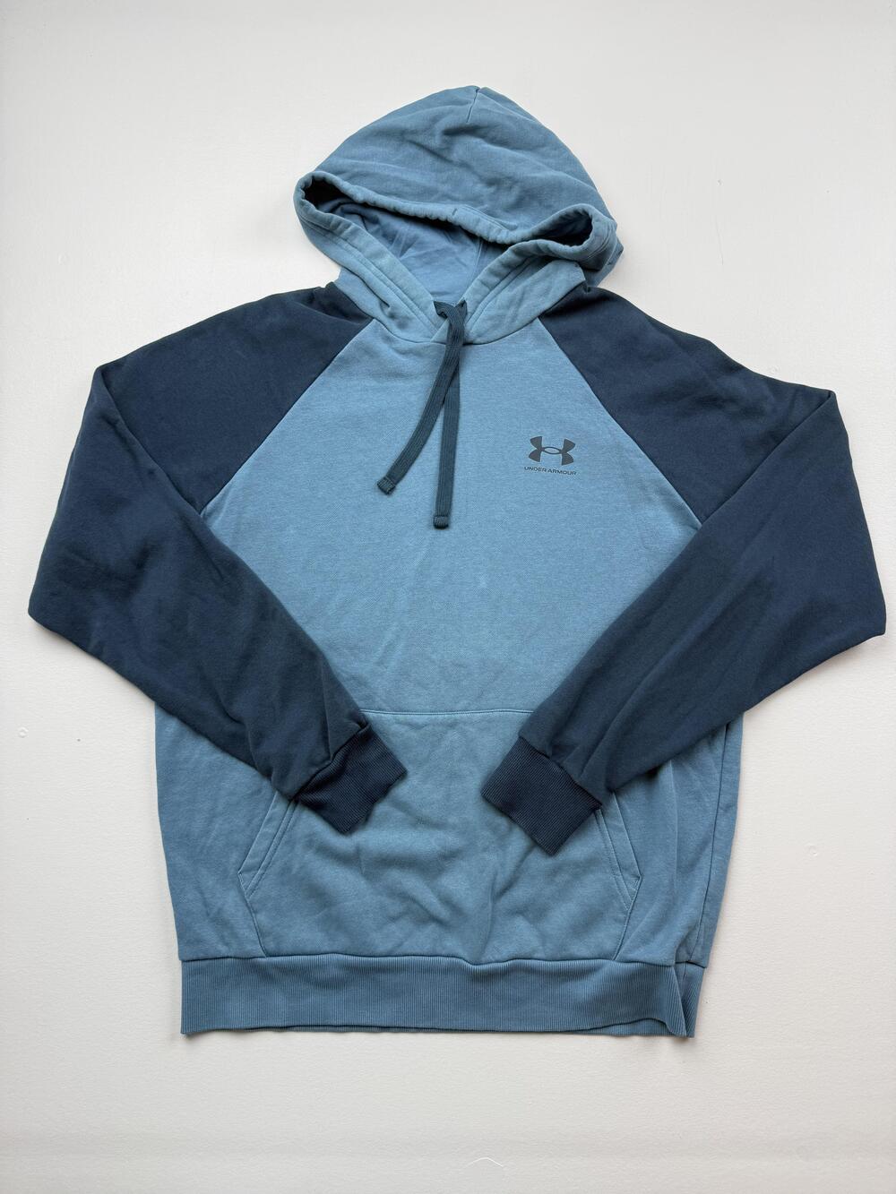 Under Armour Hoodie Sweatshirt Mens Medium Blue Pullover Fleece Kangaroo Logo